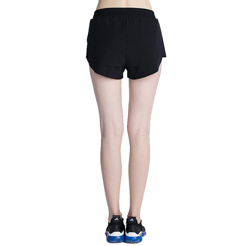 Women black dry fit laser cutting sports short for running ,fitness short