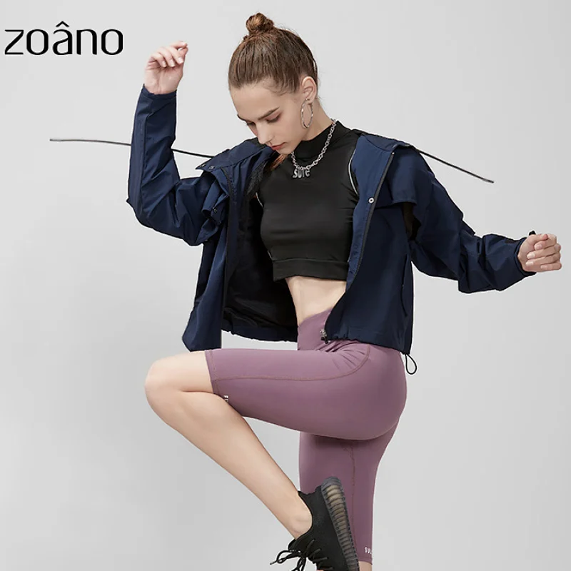 Women's lightweight solid color large casual sports fashion stitching hollow open zipper jacket