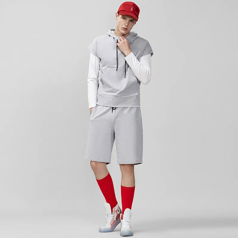 Custom men's Elastic Waist Joggers Sweat Short Pants with Pockets