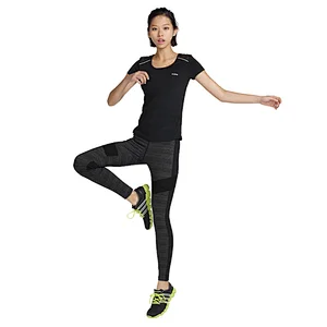 Skinny stripe mid waist gym leggings high spandex  sport running pants  women compression tights