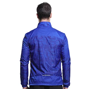 Wholesales sun protection light weight woven print fabric outerwear windbreaker men sports skin jackets with zip