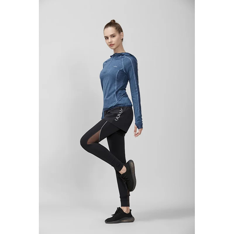 High quality Custom reflective print double layer running shorts capri yoga wear print  yoga pants fitness leggings for women