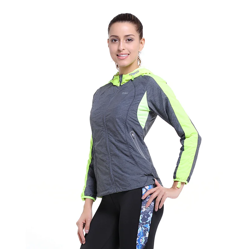 Custom OEM tech contrast color light weight windbreaker zip up woven quality outwear  running skin jackets for women