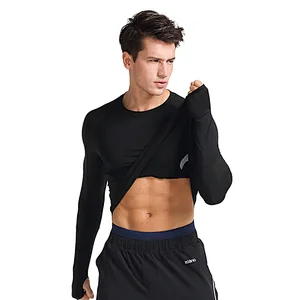 Hot Sale Long Sleeve Colorblock Dry Fit Tee Shirts Wholesale Sports Gym T shirt for Men