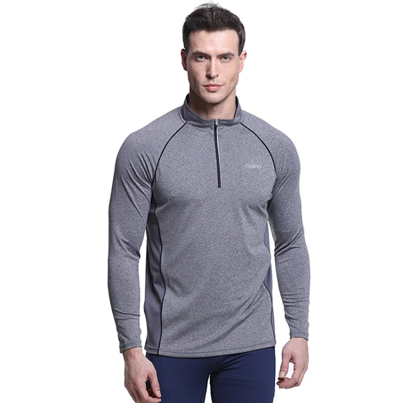 sportswear quicke Dry sport navy  half zip fitness long sleeve t shirt