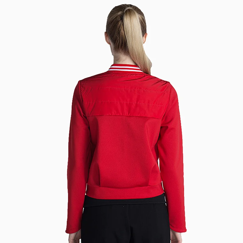 Wholesale tripe collar quilted padding with full zipper solid color fitness running women jacket