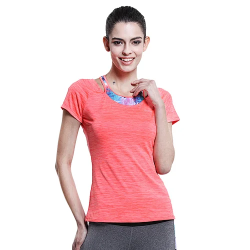 fast dry sport short sleeve T-shirt for women running yoga round collar breathable workout  t shirt for women casual