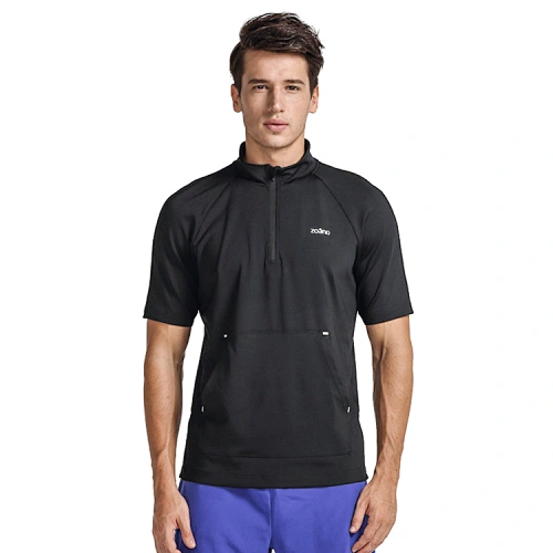 Quick Dry T-shirt half zip Sport Top Sportswear Training t Shirt men sport
