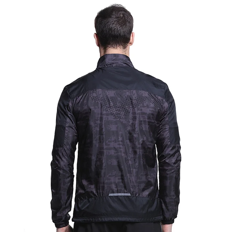 Wholesales sun protection light weight woven print fabric outerwear windbreaker men sports skin jackets with zip
