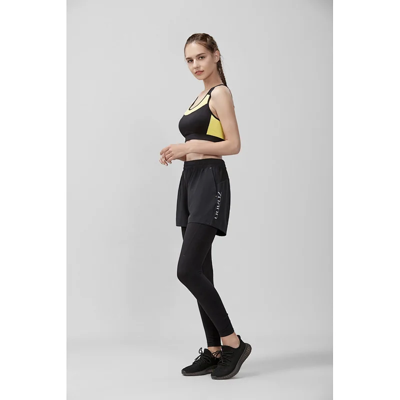 Custom reflective print double layer running shorts capri leggings for women yoga pants fitness leggings for women