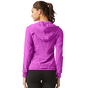 Wholesale protective women sports jacket with hoody light weight jacket