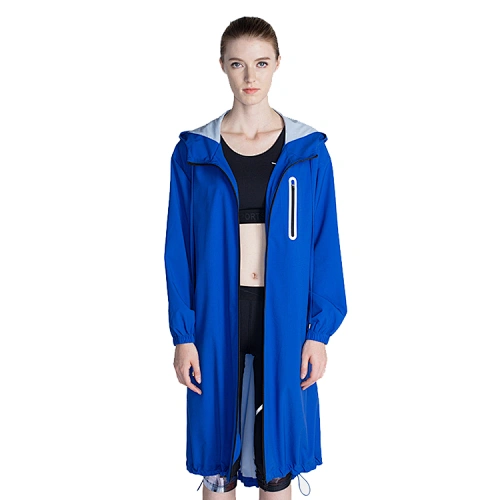 Running long windbreaker jacket for women
