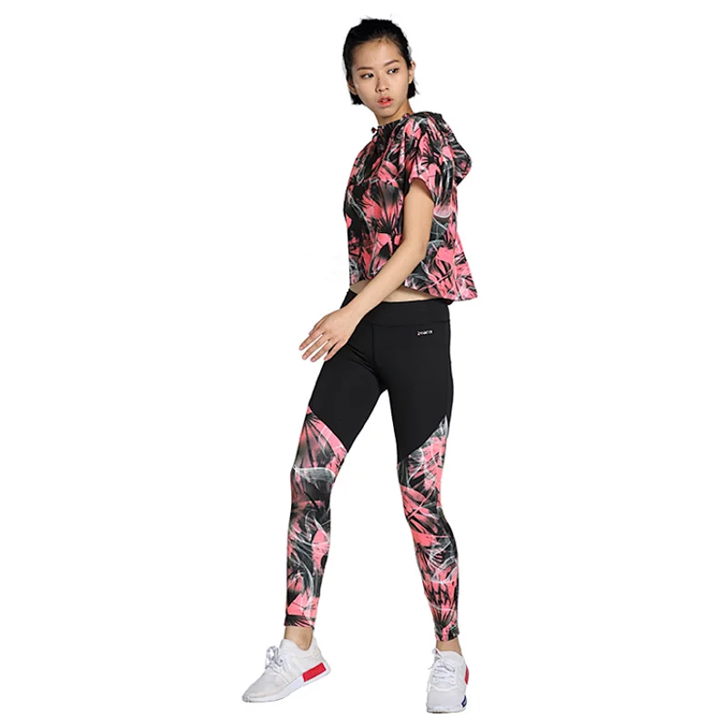 Custom OEM slim original design stretch mixmatch flower print yoga pants  leggings fitness for women