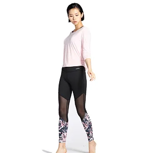 Mid waist waist  mesh stitching yoga leggings slim fit sexy printed yoga pants