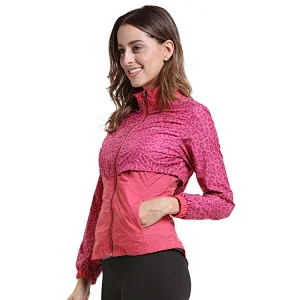 New design sportswear leopard printing light weight jacket  for women running wear