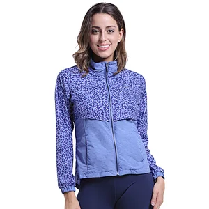 New design sportswear leopard printing light weight jacket  for women running wear