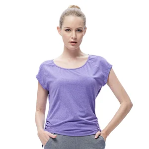 women designed OEM yoga running  fitted raglan sleeve  activewear sports loose t shirts