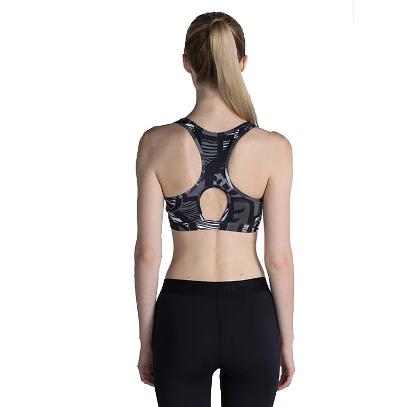 2020 workout sublimation printed yoga bra women custom leopard pushup cup racerback hole Sports Bra Athletic apparel custom logo