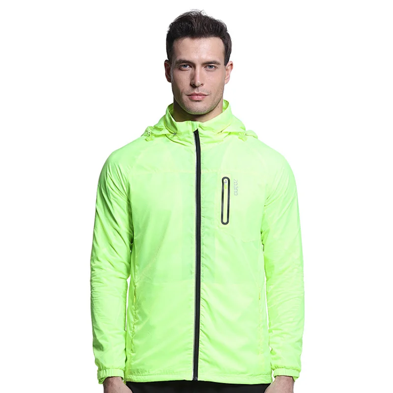 Sun protection breathable windproof woven outerwear sportswear running men UPF hoody skin jackets with waterproof zip