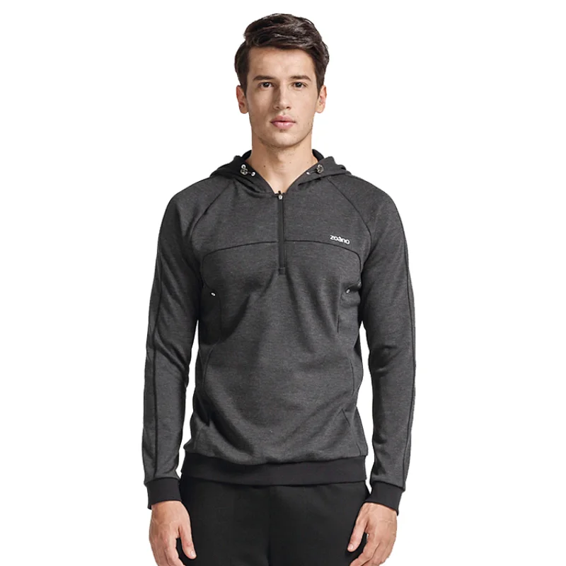 Men sport tops polyester loose 1/4 pullover Pullover t-shirt Sweat Hoodies