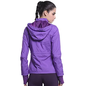 Women latest design wholesale pullover windbreaker with hoody running jacket