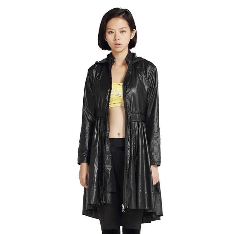 Women new design fashion running street casual long windbreaker jacket