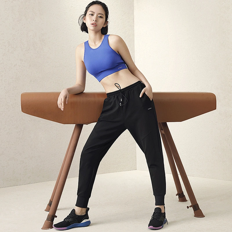 Fashion running jogger black pants comfortable elastic waist ladies Sweatpants with drawstring