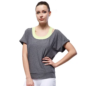 OEM wholesales Women elegant yoga wear malange polyester quick dry sports t shirt
