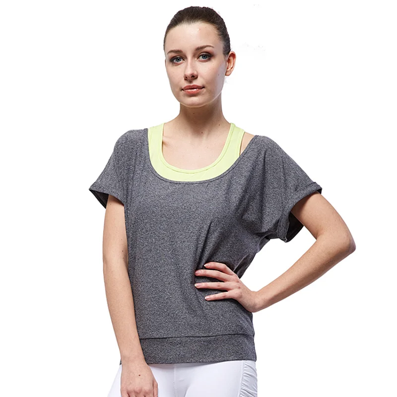 OEM wholesales Women elegant yoga wear malange polyester quick dry sports t shirt