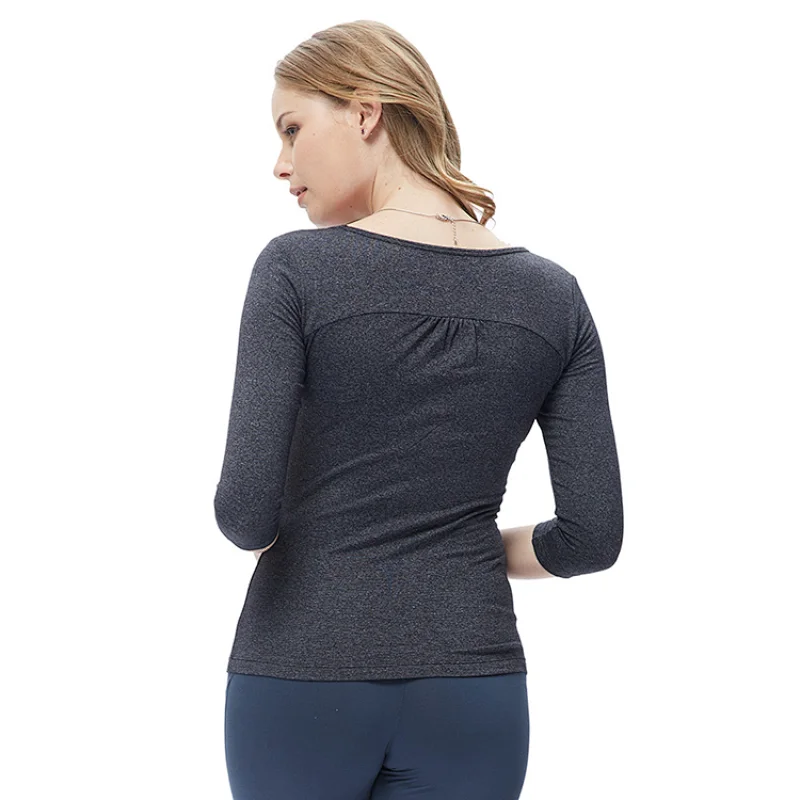 Designed Women mesh breathable light weight tee with decorative ribbon running yoga fitness wear wholesales long sleeve T shirt