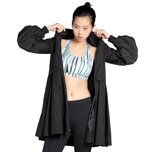 Customize logo women fashion light weight running long windbreaker jacket
