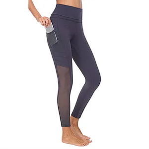 Custom OEM fashion sexy mesh original design stretch  high waist fitness women  yoga pants  leggings with pockets