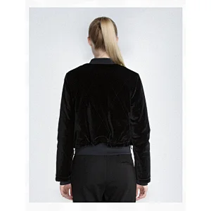 2021 new arrival  High quality velvet jacket with zipper and print in stock women jacket