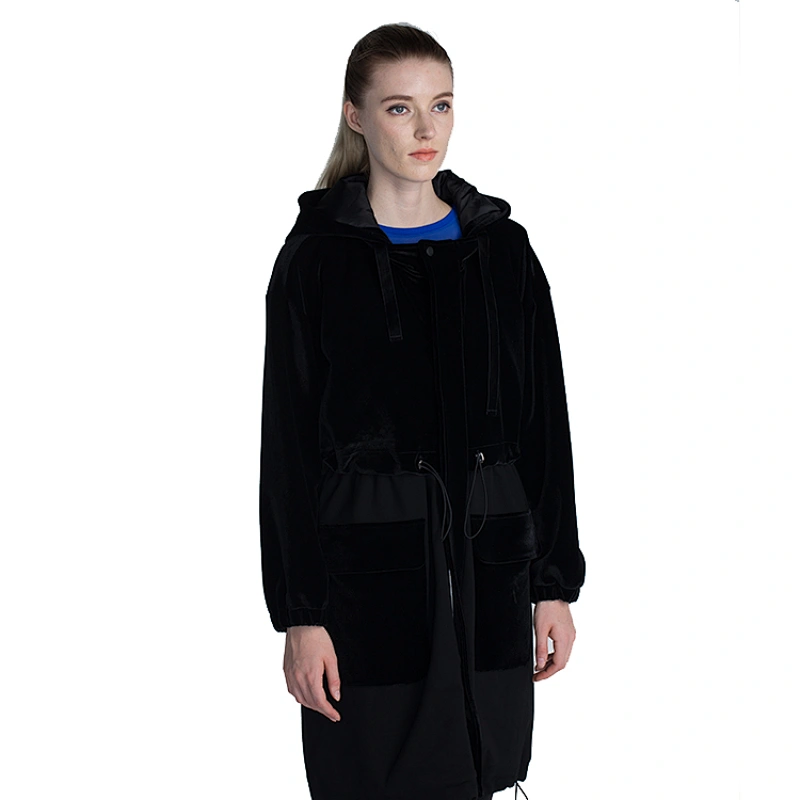 2020 newest style streetwear ladies full zip heat transfer print logo long jacket