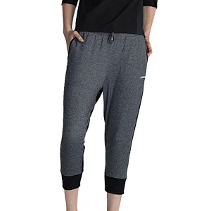 Wholesales custom elastic drawing cord  waistband viscose capri pants women cropped trousers with side pockets