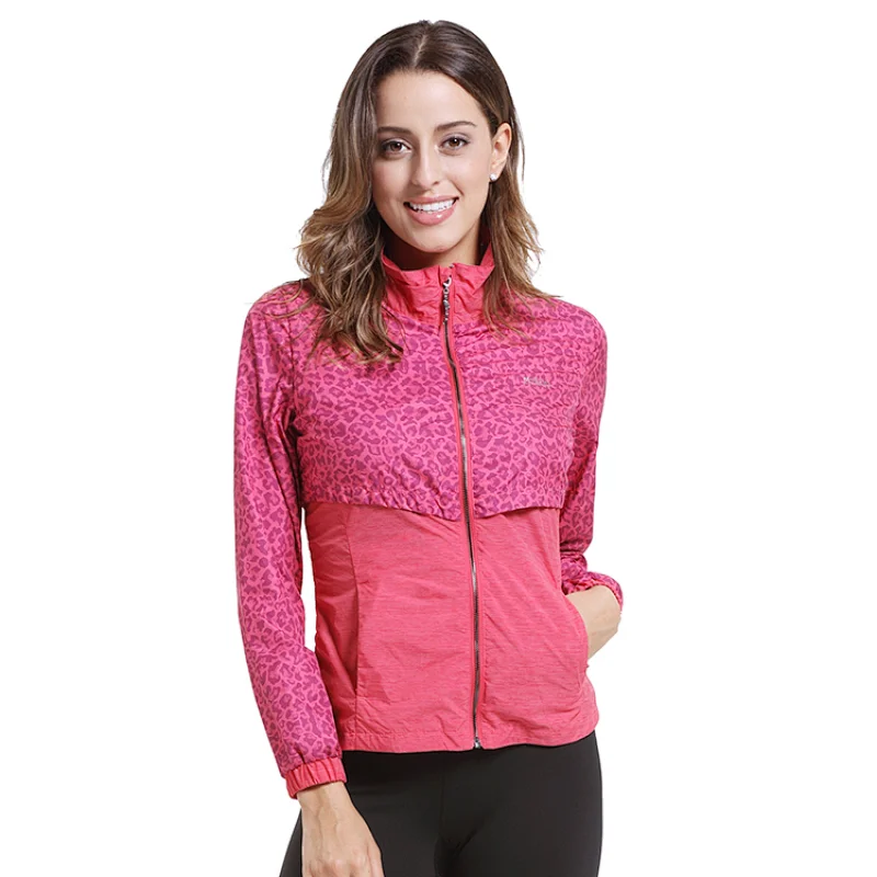 New design sportswear leopard printing light weight jacket for women running wear