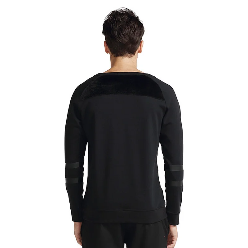Mens knitting  black high quality  homme  sports sweater male fitness long T shirt