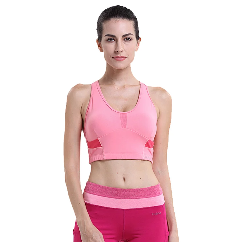 ladies sexy pushup yoga bra women high quality removable cup cross back mesh Sports Bra