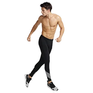 Man Elastane Waistband Gym Pants Compression Workout  Tight Activewear Leggings