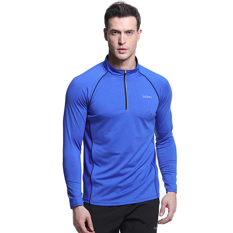 sportswear quicke Dry sport navy  half zip fitness long sleeve t shirt