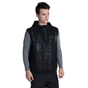 Custom sport fitness sweatshirt half zip print sleeveless casual gym hoodies for men