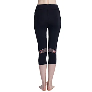 Women's jogger lounge sweatpants  active capri mesh pants with pockets
