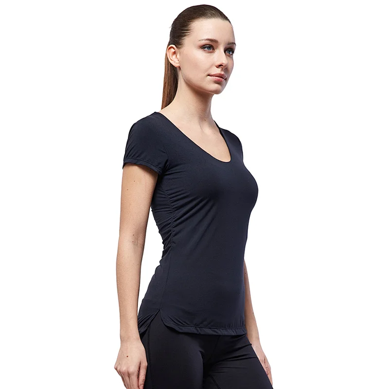 Factory designed wholesales model solid basic running  wear yoga gym sports active t shirt