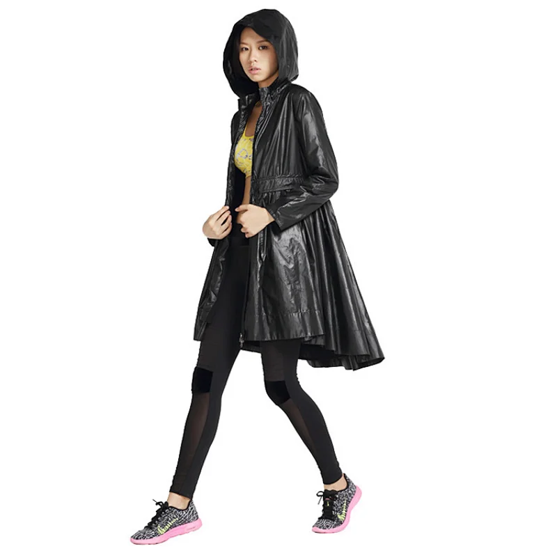 Women new design fashion running street casual long windbreaker jacket
