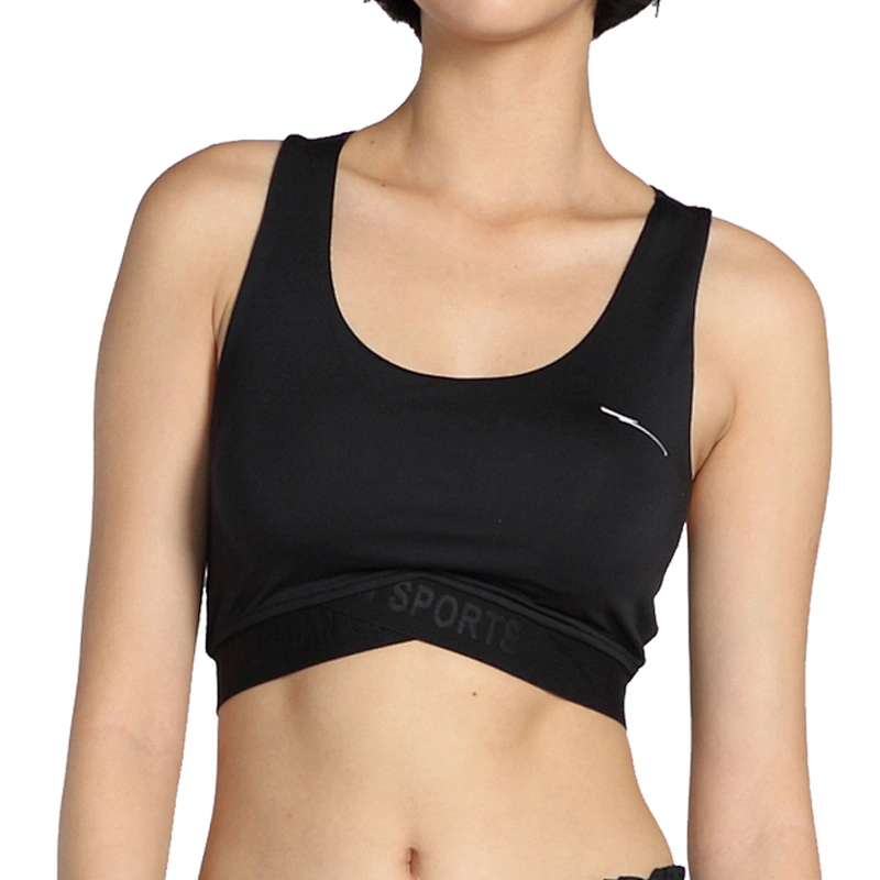 racerback black custom high impact sports bra for women 2020 adjustable padded nylon spandex seamless top fitness