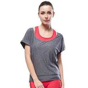 OEM wholesales Women elegant yoga wear malange polyester quick dry sports t shirt