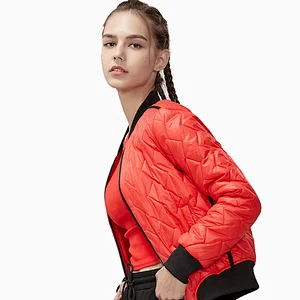 2020 Winter ladies  quilted square stripe fitness jacket workout style women's jacket