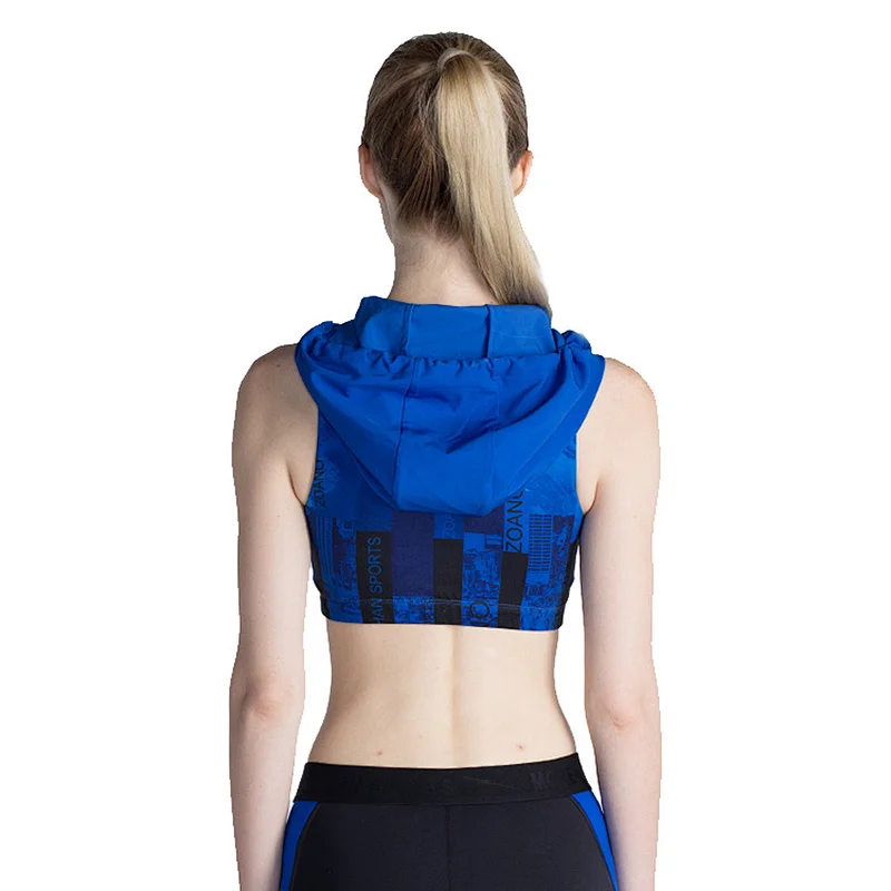 2020 wholesale sublimation printed hood ladies yoga bra women pushup cup Sports Bra