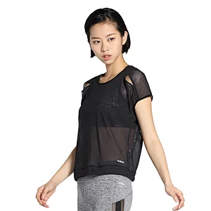 Women customize cheap fashion mesh breathable running yoga gym wear for sports t shirt