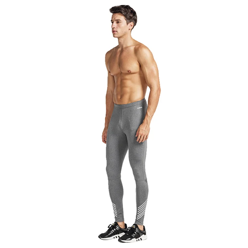 Man Elastane Waistband Gym Pants Compression Workout  Tight Activewear Leggings
